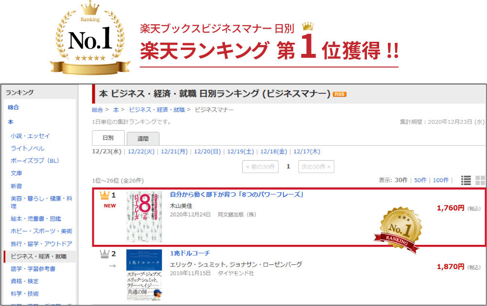 楽天ランキング1位獲得